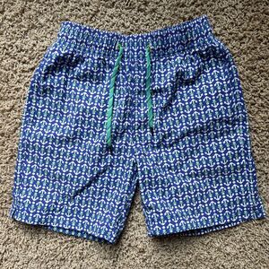J. Crew Crewcuts Boys Swim Trunks Anchor Print Size 10 Blue Green White Nautical